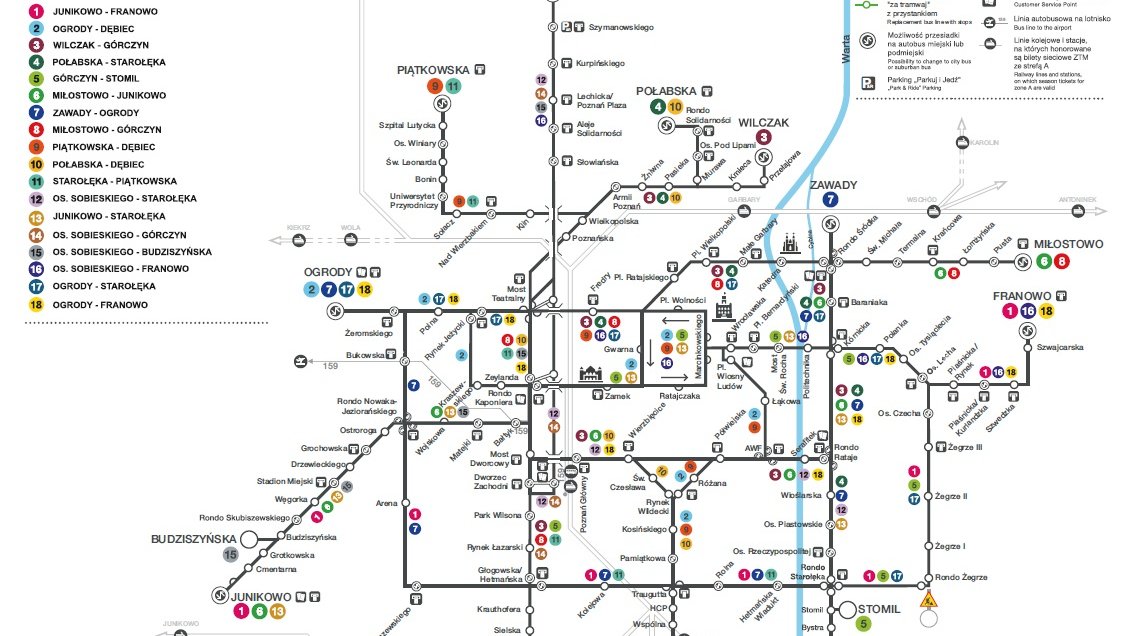 Schemat linii tramwajowych