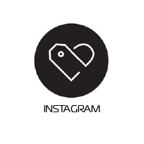 Logo programu Ładne rzeczy, czyli stylizowane rysunkowe serce wpisane w okrąg na czarnym tle.