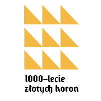 9 żółtych trójkątów, pod nimi napis 1000 lecie złotych koron.