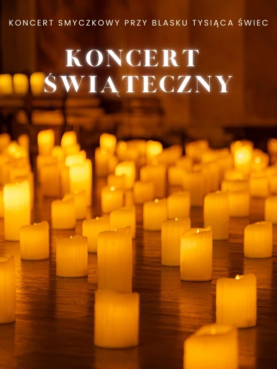 Baner promujący wydarzenie. Nazwa wydarzenia na tle wielu świec.