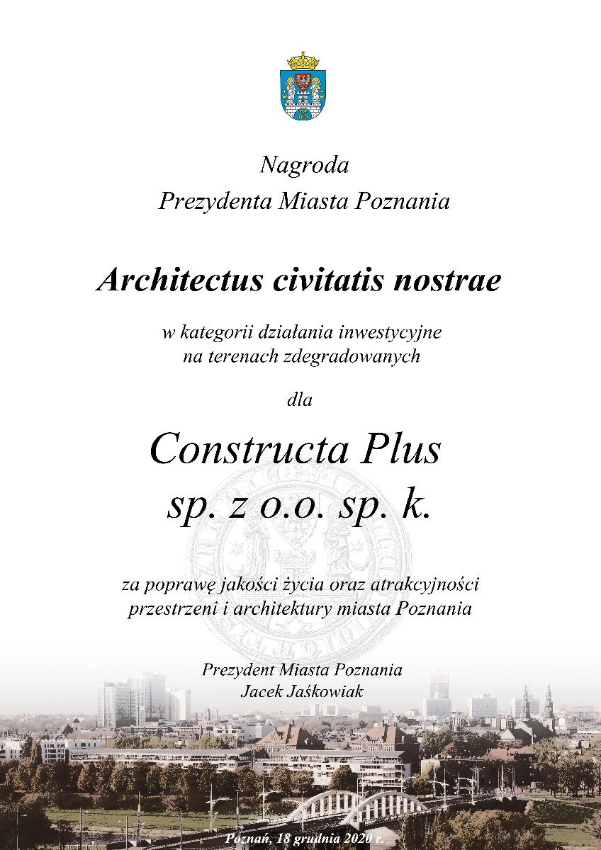 Zdjecie dyplomu dla spółki Constructa Plus