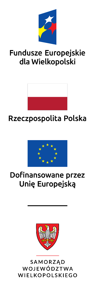 Zestawienie znaków funduszy europejskich, flagi RP, flagi UE, herbu województwa