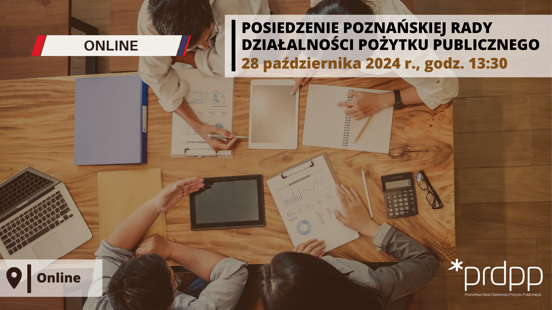 Posiedzenie Poznańskiej Rady Działalności Pożytku Publicznego odbędzie się 28 października 2024 r., o godz. 13:30, online. - grafika artykułu