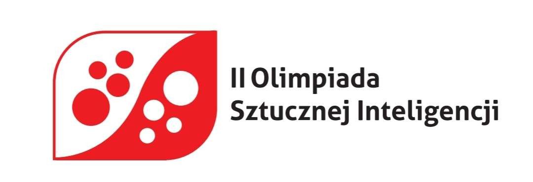II Olimpiada Sztucznej Inteligencji Grafika przedstawia czerwone logo olimpiady sztucznej inteligencji