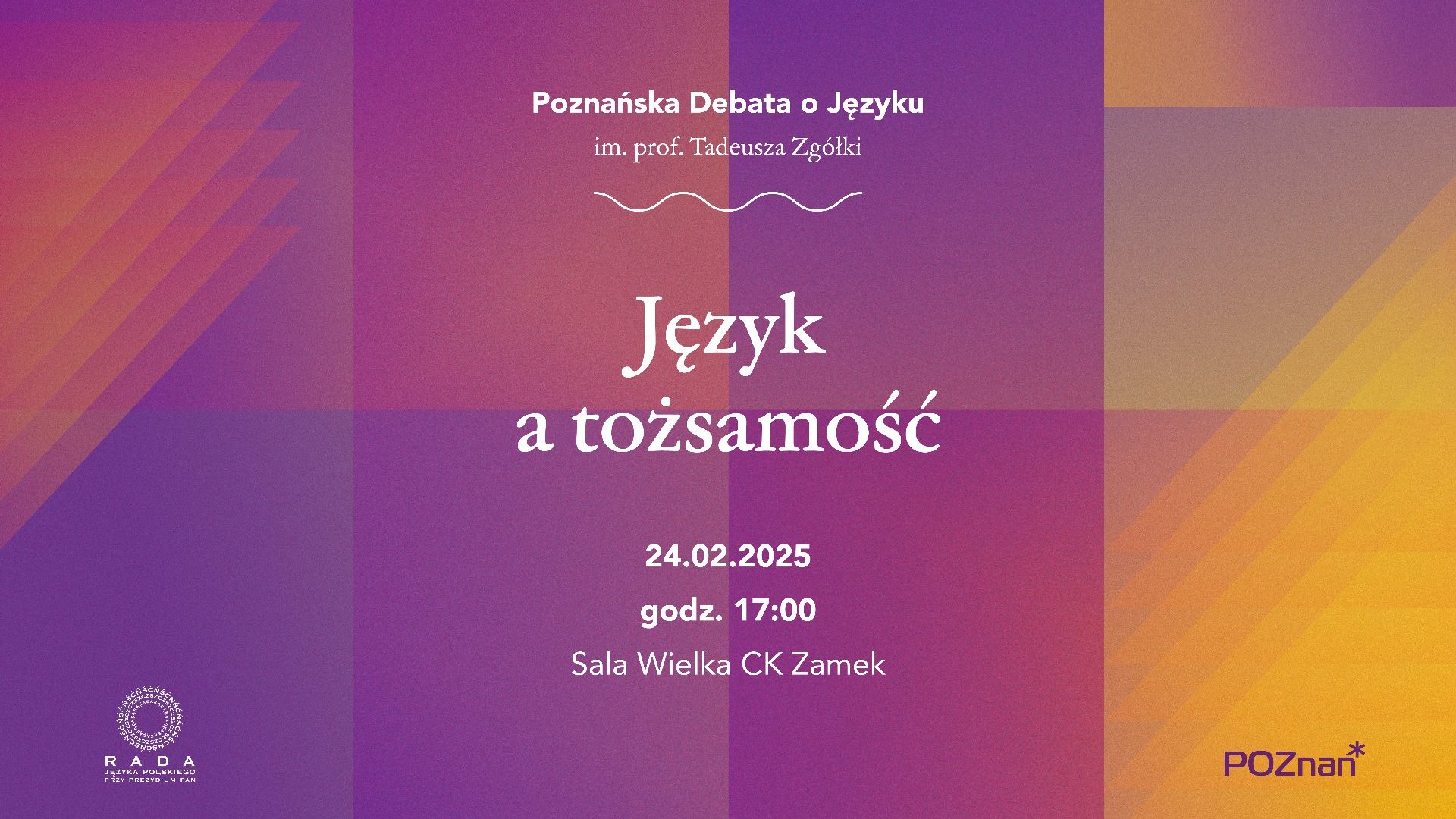 Grafika - tytuł debaty na kolorowym tle