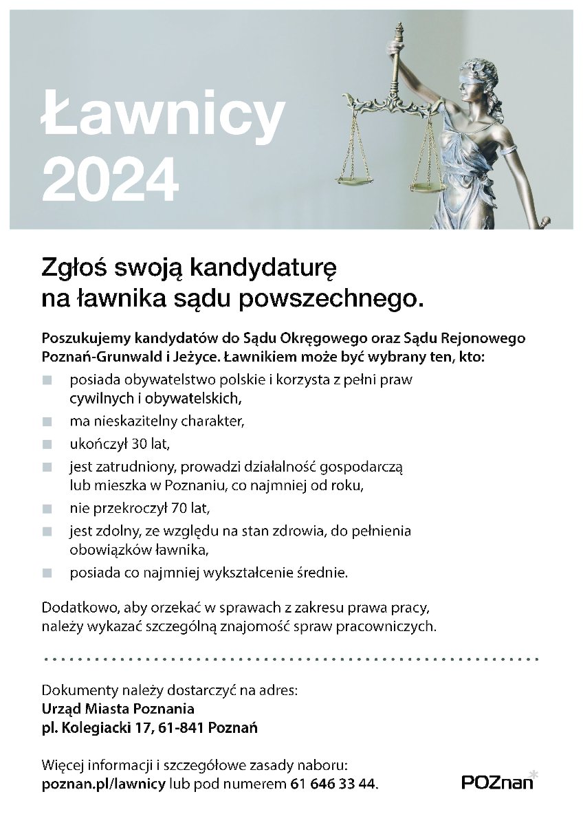 Plakat informacyjny dotyczący wyborów uzupełniających ławników