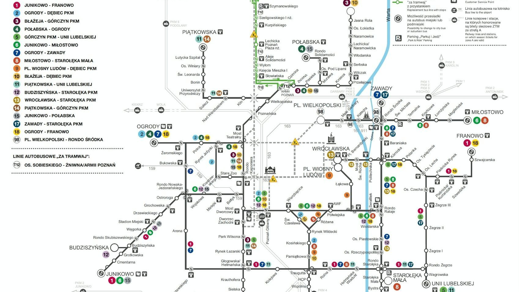 Schemat sieci tramwajowej od 1 września