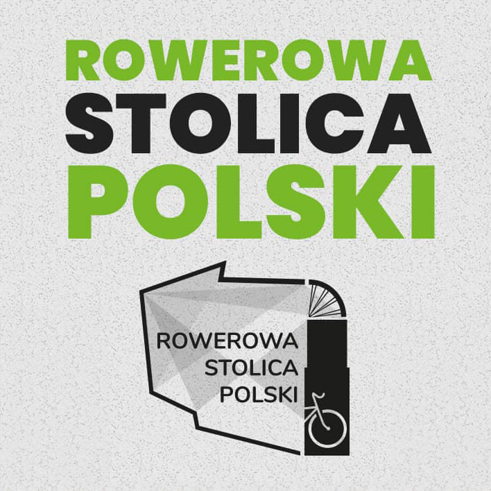 Na szarym tle czarno - zielony napis Rowerowa Stolica Polski, pod napisem logo rywalizacji. - grafika artykułu