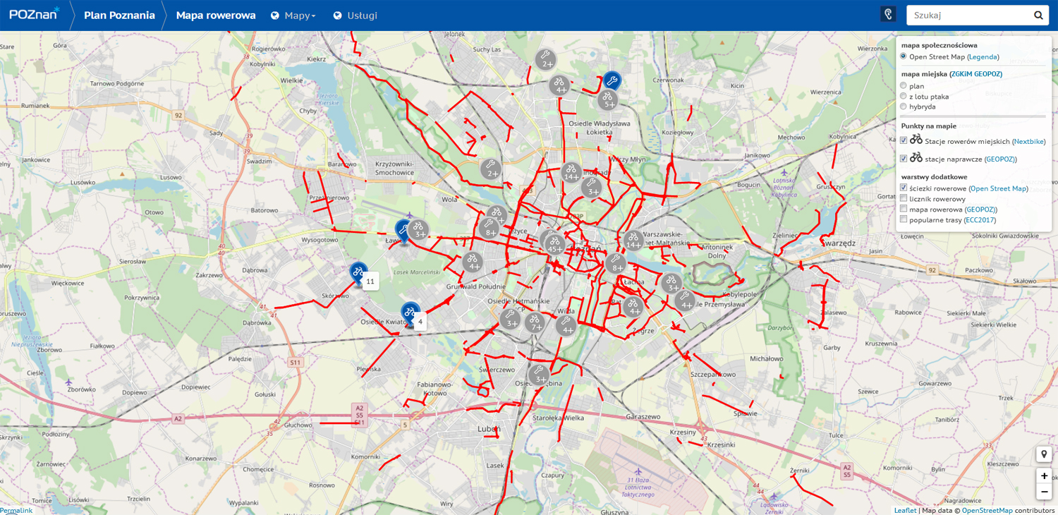 Mapa rowerowa - grafika artykułu