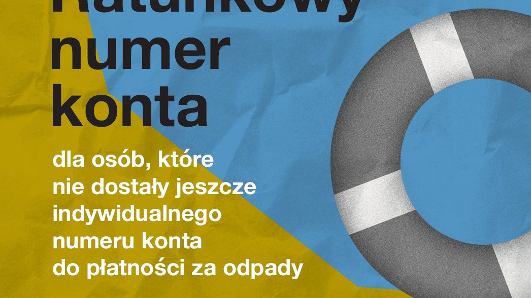 Grafika przedstawia rysunek koła ratunkowego oraz informacje o opłatach za odpady.