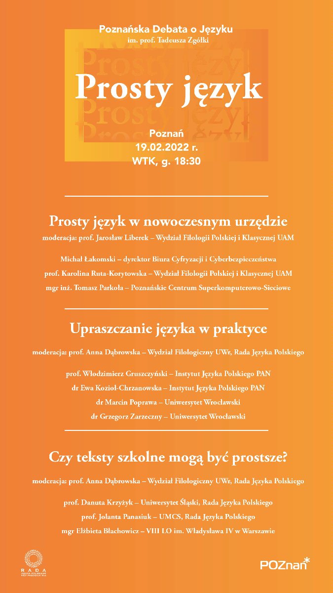 Grafika - program debaty na pomarańczowym tle - grafika artykułu