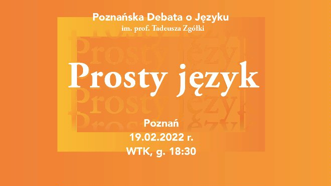 Grafika - program debaty na pomarańczowym tle