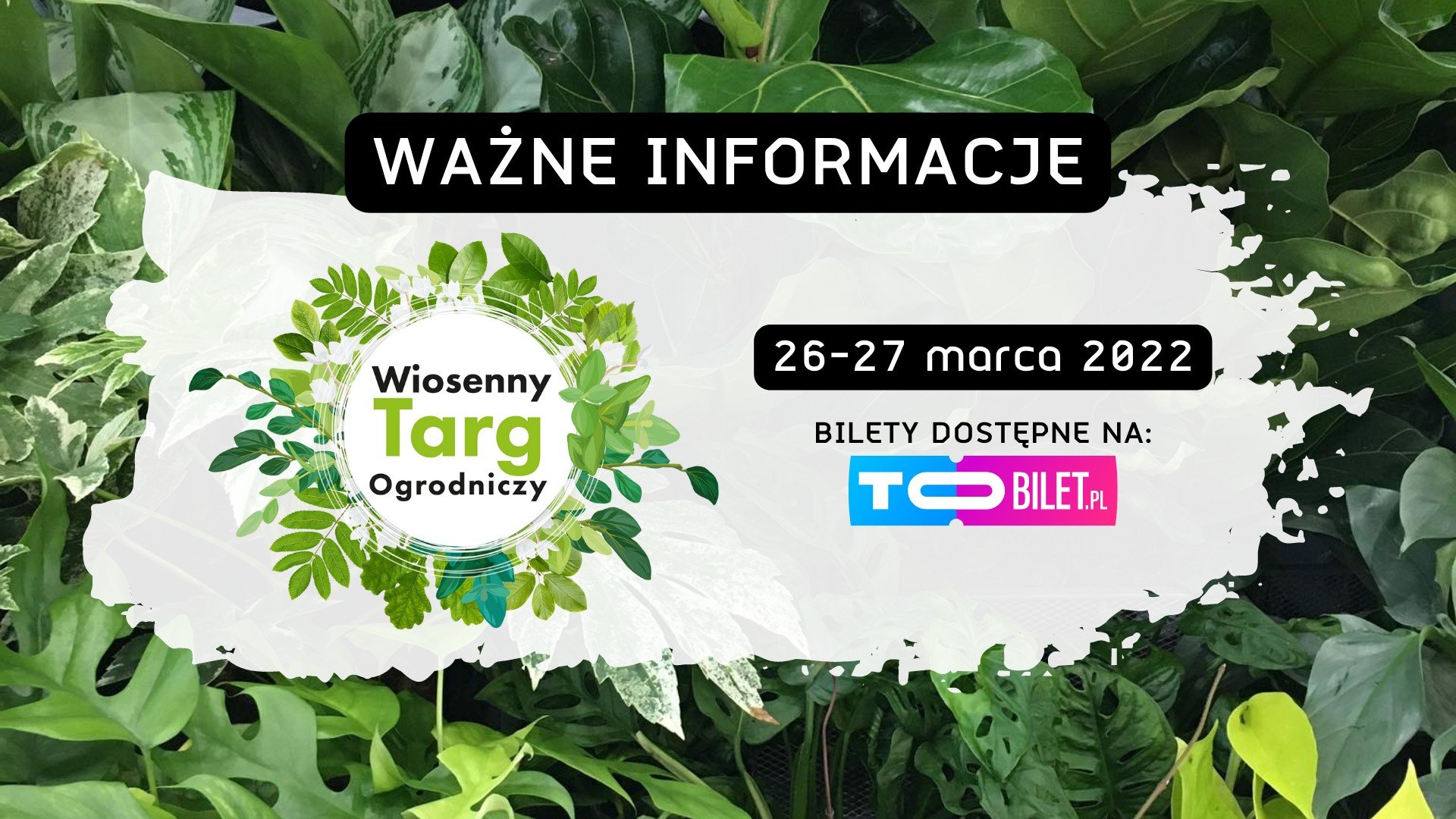 Grafika przedstawia informacje o wydarzeniu otoczone liśćmi.