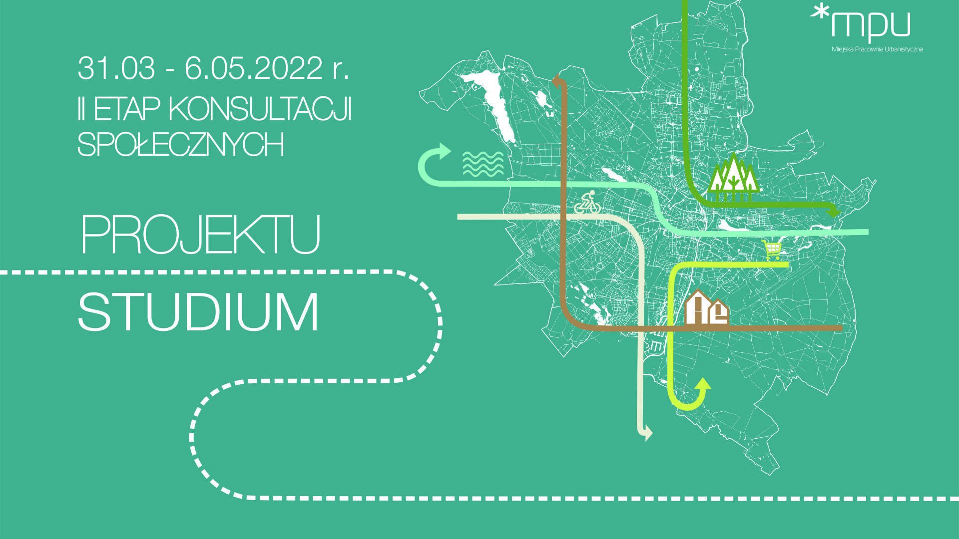 Grafika II etapu konsultacji społecznych dotyczących projektu studium.