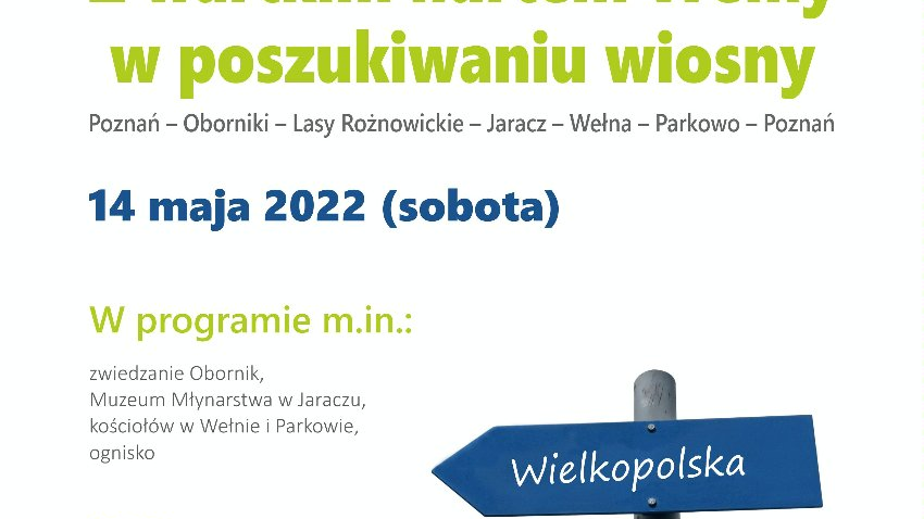 Grafika przedstawia informacje o wydarzeniu i rysunek drogowskazu.