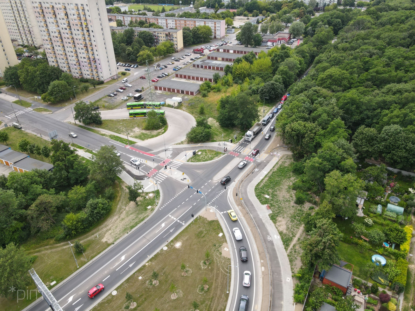 Zdjęcie z lotu ptaka na skrzyżowanie ulic Lechickiej i Murawa - grafika artykułu