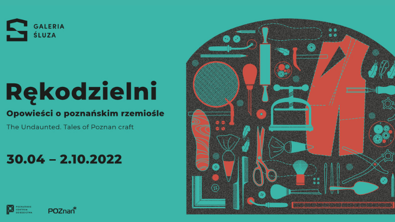 Plakat: na niebieskim tle grafika przedstawiająca rzeczy codziennego użytku, obok najważniejsze informacje o wydarzeniu