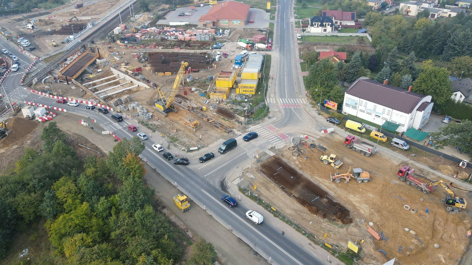 Zdjęcie pokazujące teren budowy węzła Grunwaldzka