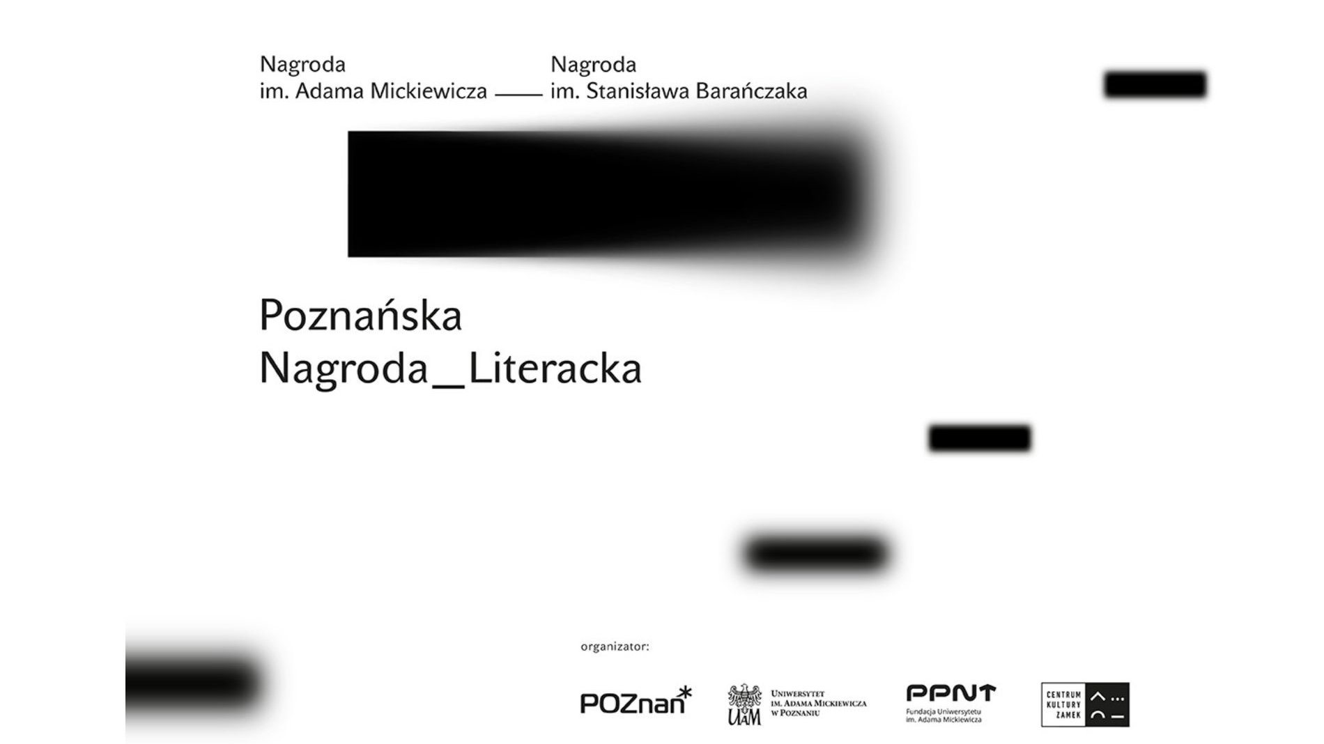 Grafika z informacjami o konkursie oraz czarnymi kwadratami rozmytymi na końcach - grafika artykułu