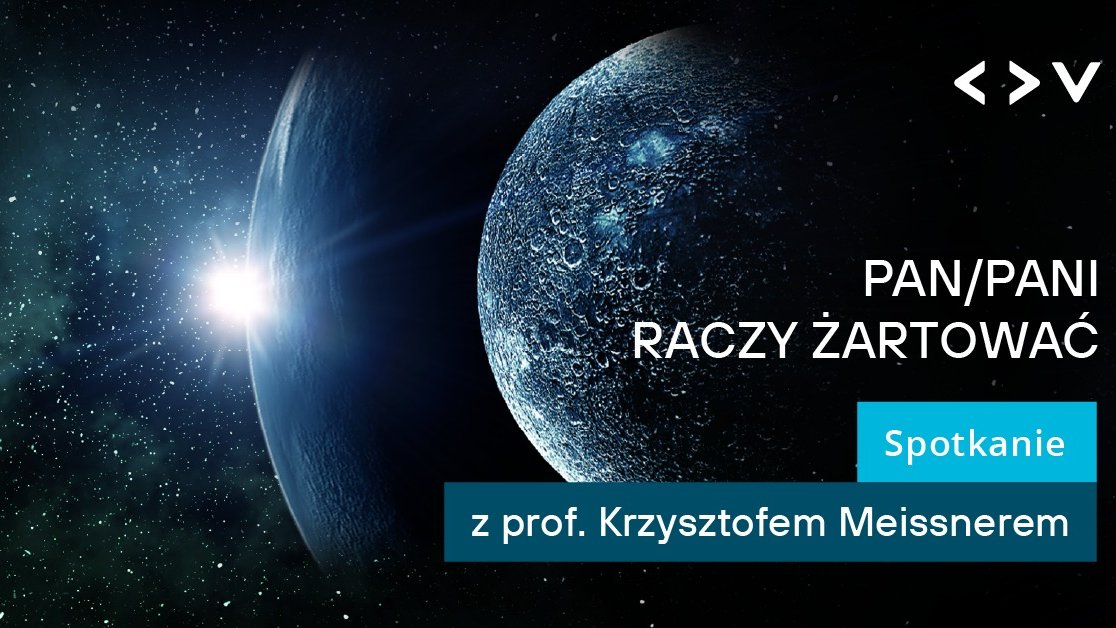 Grafika z informacjami o wydarzeniu oraz planetami i wyłaniającym się światłem zza jednej z nich