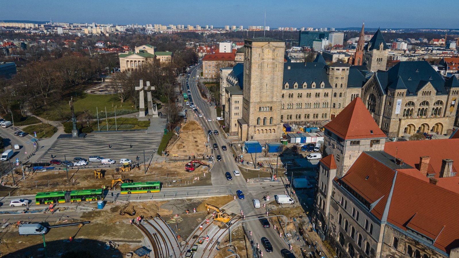 Galeria zdjęć z prac na skrzyżowaniu ulic: Św. Marcin, Towarowej oraz al. Niepodległości