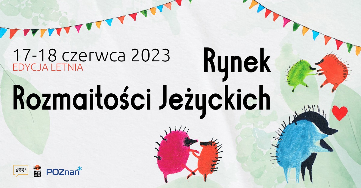 Kolorowy plakat z informacjami o wydarzeniu oraz postaciami rysowanych tańczących jeży - grafika artykułu