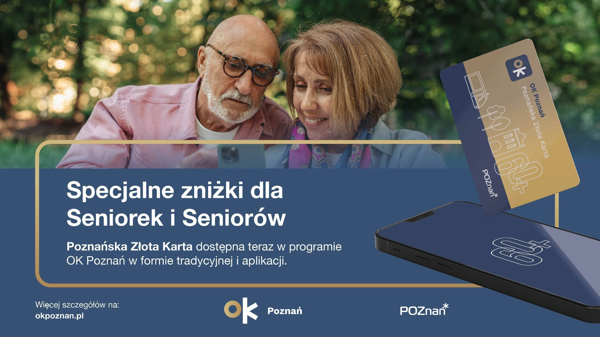 Grafika: zdjęcie seniorów i najważniejsze wiadomości o nowej karcie