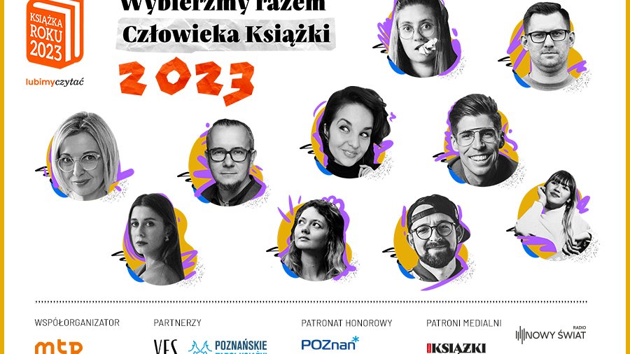 Grafika przedstawia zdjęcia kandydatów w kategorii człowiek książki.