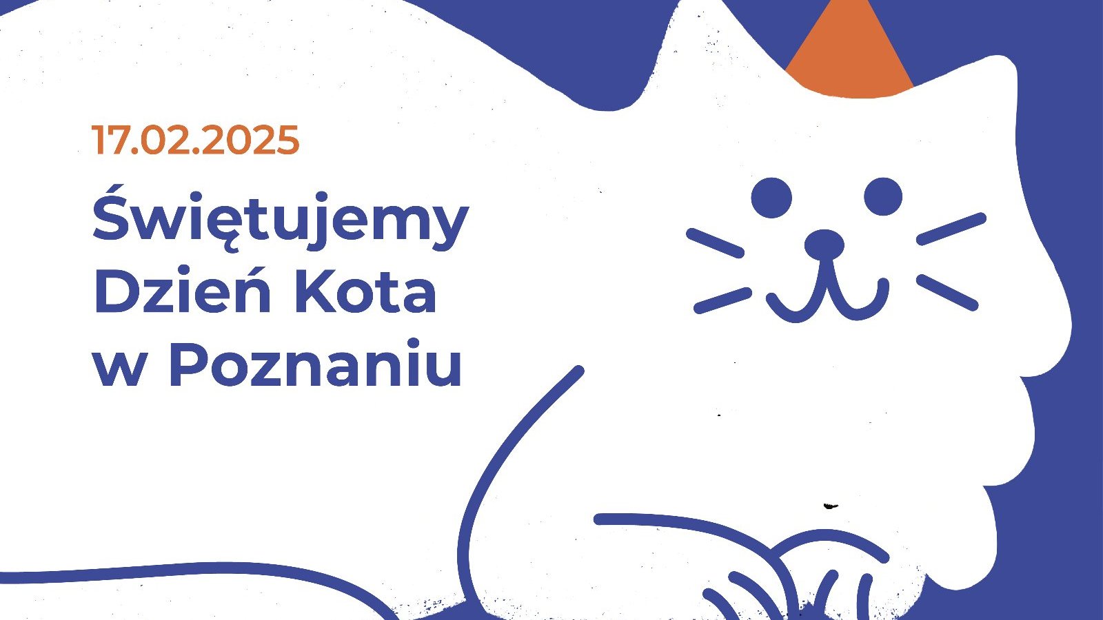 Grafika z kotem i napisem 17.02.2025 oraz Światowy Dzień Kota przygotowana przez Wydział gospodarki komunalnej w Poznaniu