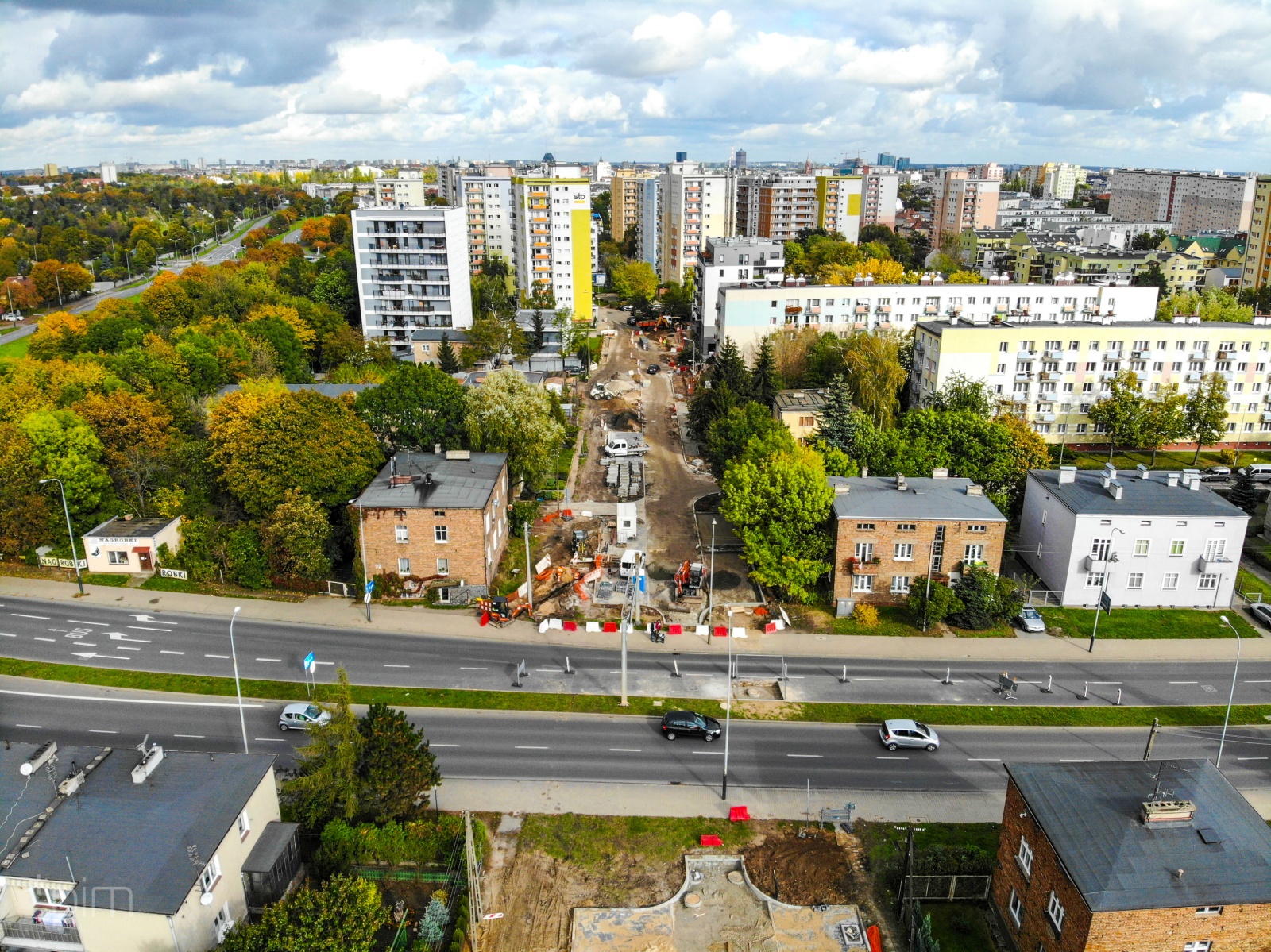 Widok z lotu ptaka na ul. Kordeckiego i przecinającą ją ul. Ściegiennego - grafika artykułu