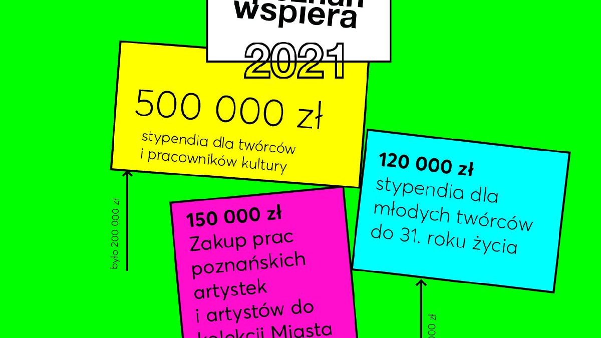 Grafika: na zielonym tle kolorowe kwadraty z informacjami o programie