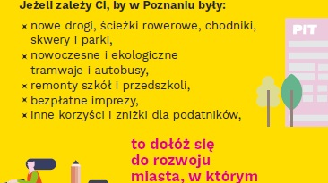 Grafika wyjaśniająca, dlaczego warto płacić podatki w Poznaniu