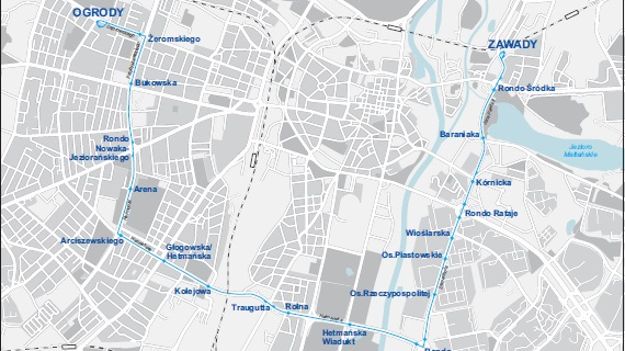 Mapa ze schematem linii nr 7