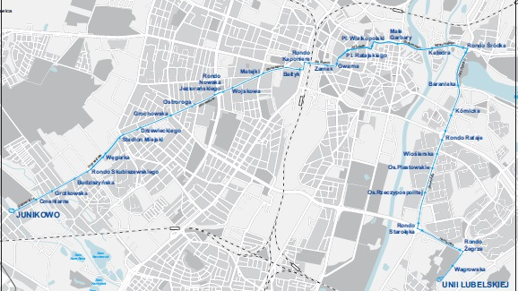 Mapa ze schematem linii nr 13