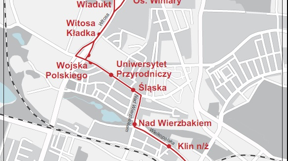 Mapa ze schematem linii nr T11