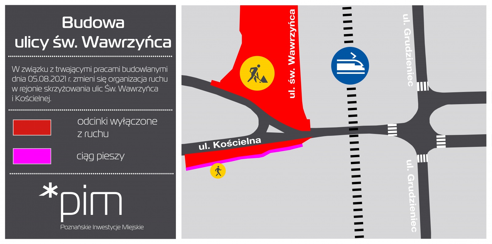 Grafika przedstawiająca zmiany w organizacji ruchu - mapka - grafika artykułu