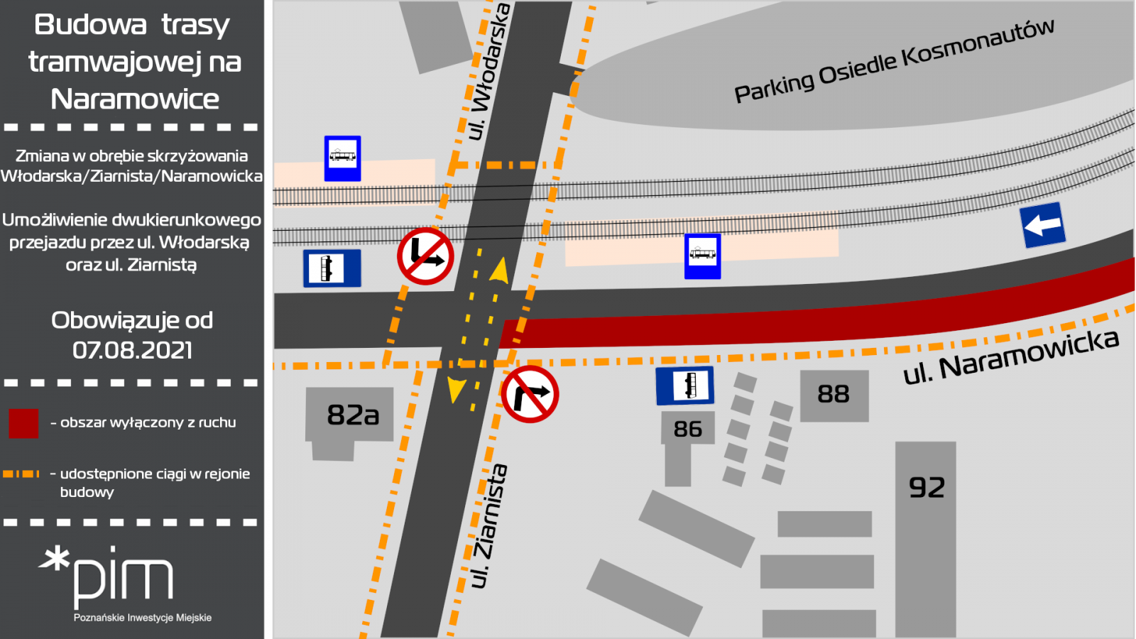 Mapa z zaznaczonymi zmianami w organizacji ruchu - grafika artykułu