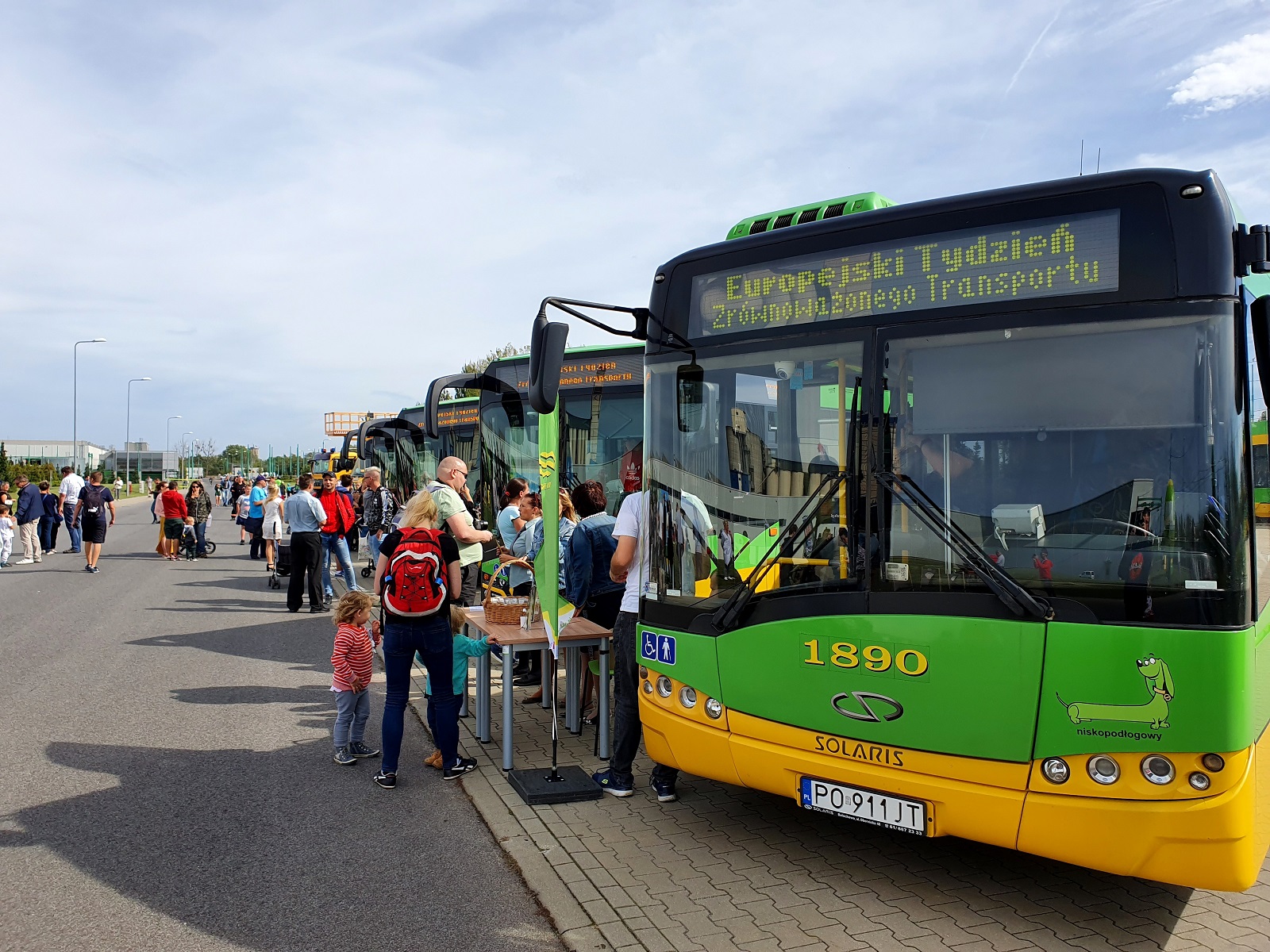 Ludzie przy autobusach na festynie związanym z Europejskim Tygodniem Zrównoważonego Transportu - grafika artykułu