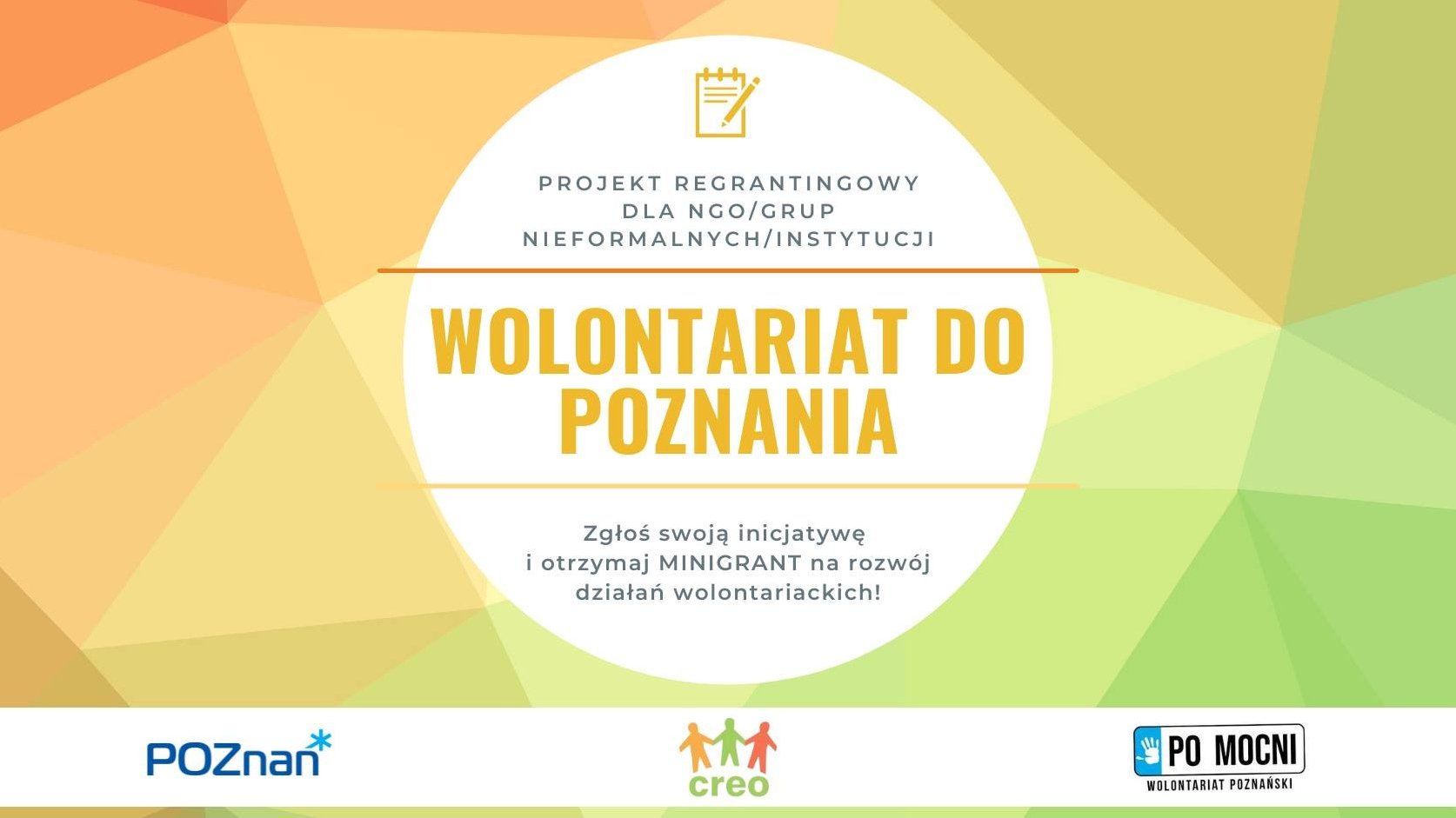 Infografika: zielono-żółte tło, na nim białe koło, w nim najważniejsze informacje dotyczące projektu