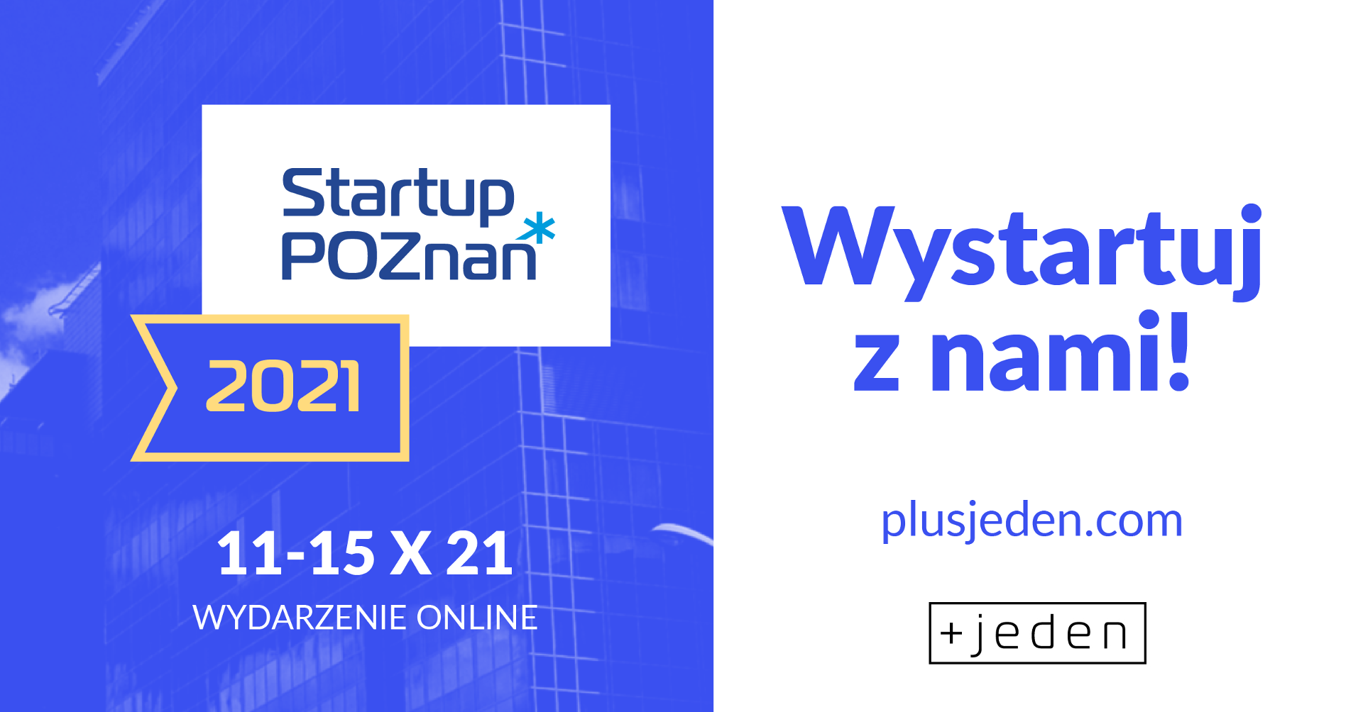 Galeria zdjęć przedstawia ffioletow-białe grafiki promujące konferencję "Startup Poznań". - grafika artykułu