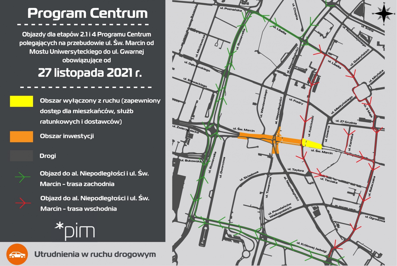 Infografika z mapką obrazującą zmiany w organizacji ruchu - grafika artykułu