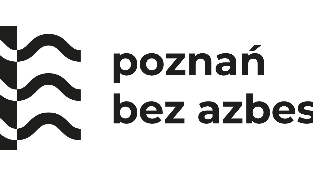 Grafika przedstawia logo akcji - napis "Poznań bez azbestu".