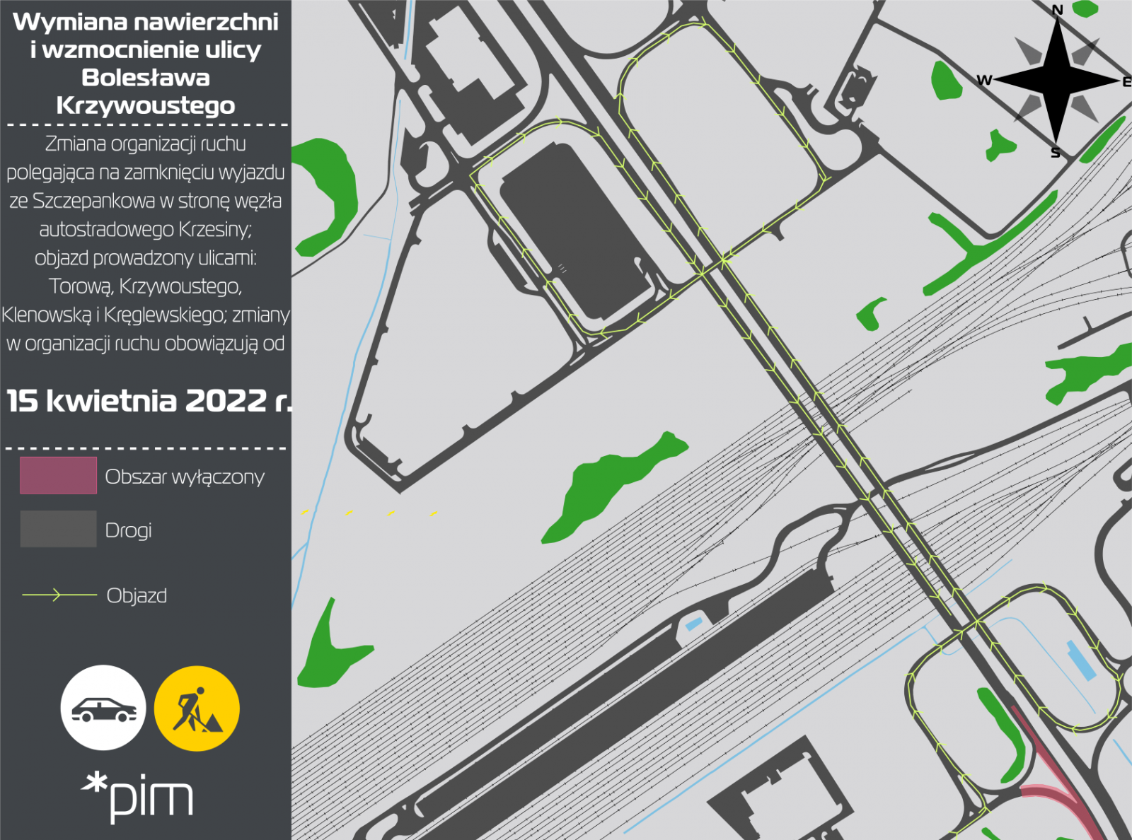 Mapka przedstawiająca organizację ruchu. - grafika artykułu