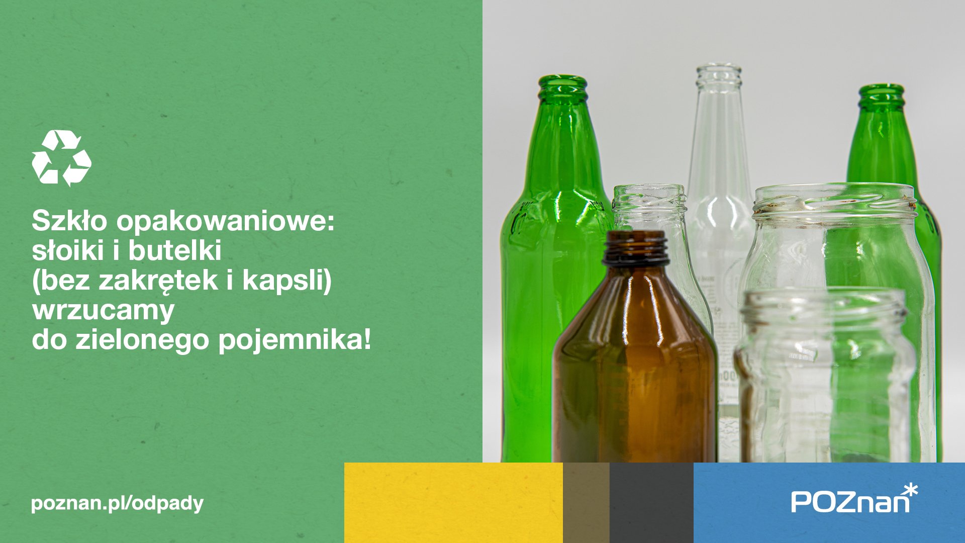 Grafika ze szklanymi przedmiotami oraz informacjami