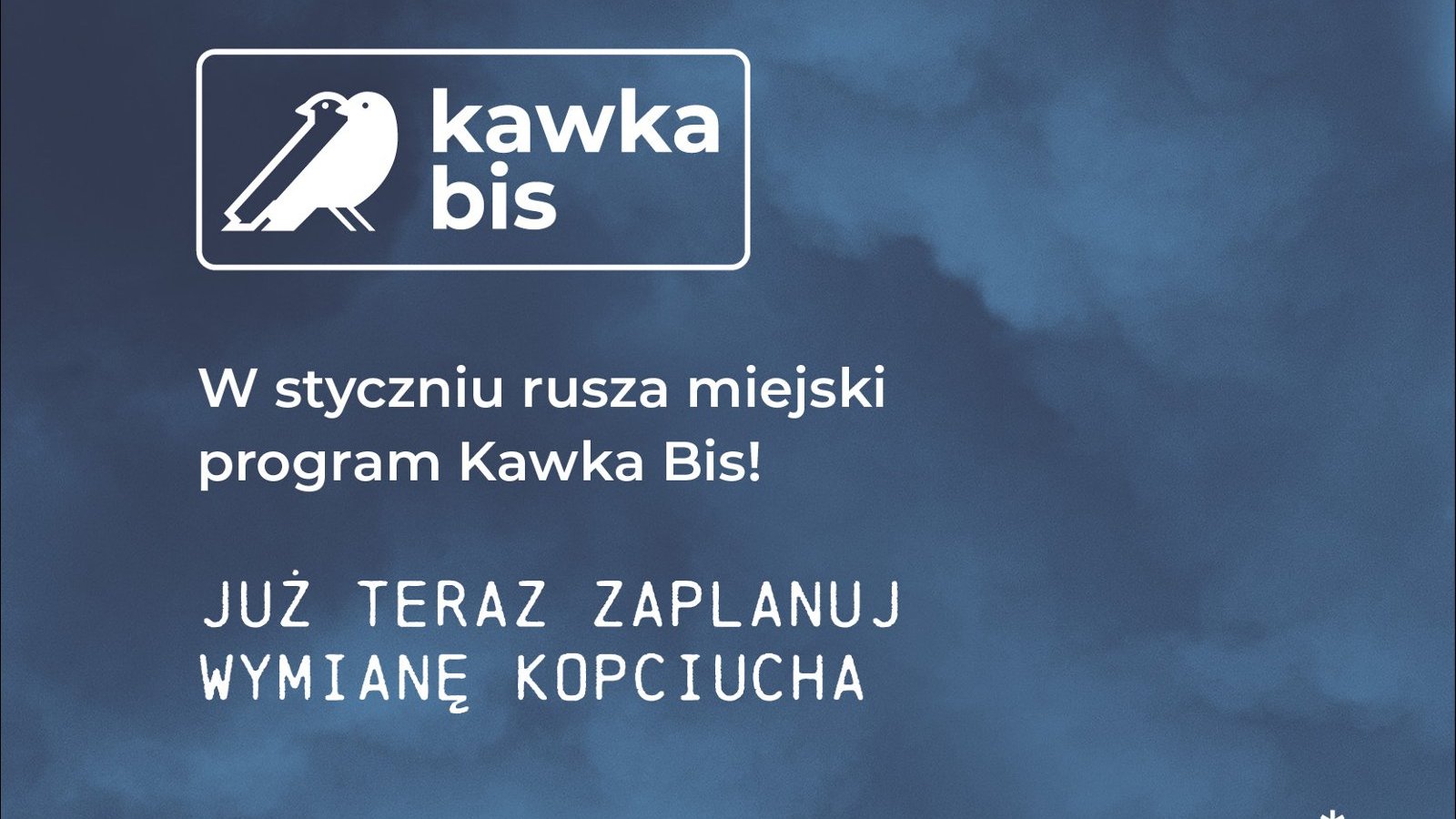 Grafika z informacjami o akcji oraz logiem z dwoma ptakami