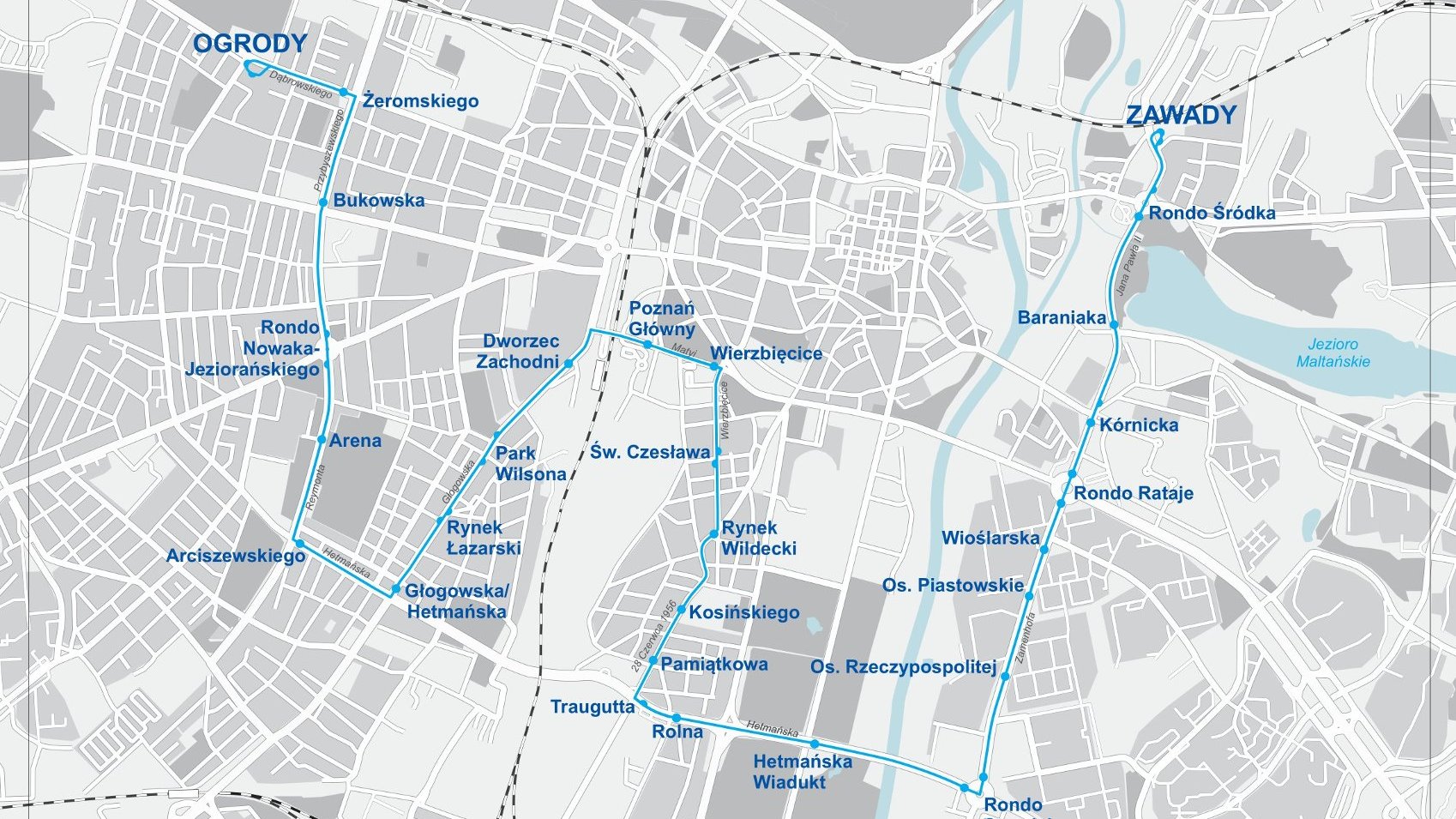 Grafika: schemat zmienionej trasy linii nr 7