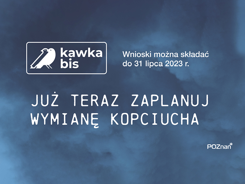 Grafika z granatowym tłem zadymionym, logiem programu z ptakami oraz hasłem "Już teraz zaplanuj wymianę kopciucha" - grafika artykułu