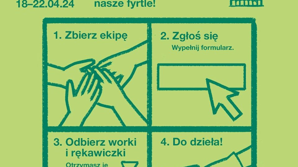 Plakat informacyjny pokazujący kroki jakie należy wykonać, by zapisać się do akcji. Grafiki i tekst.