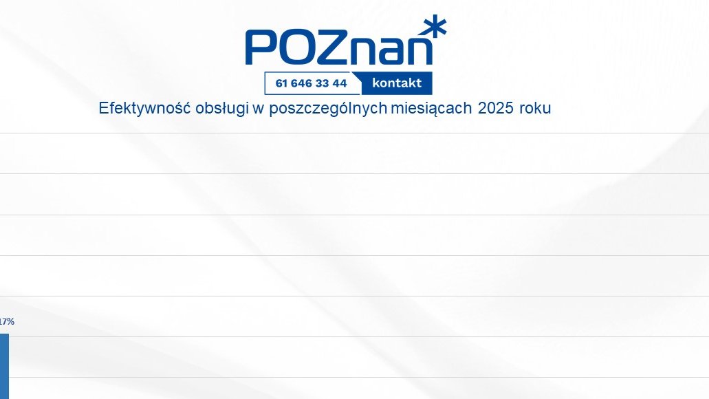 Grafika przedstawia efektywność obsługi w liczbach na wykresie liniowym za miesiąc styczeń 2025 roku