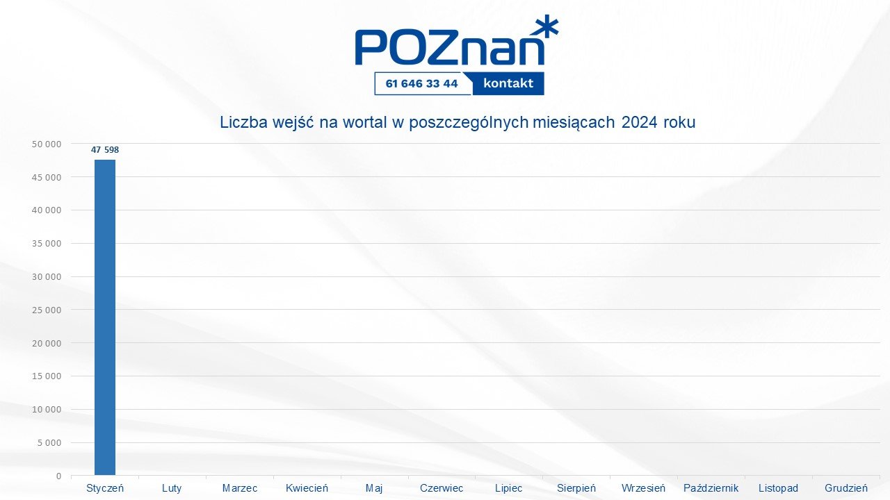 Grafika przedstawia liczbę wejść na wortal PK w liczbach na wykresie liniowym za miesiąc styczeń 2025 roku